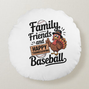 Happy Thanksgiving Autumn Leaves Round Pillow