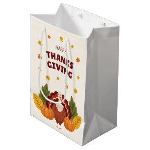 Happy Thanksgiving Autumn Pumpkin Medium Gift Bag