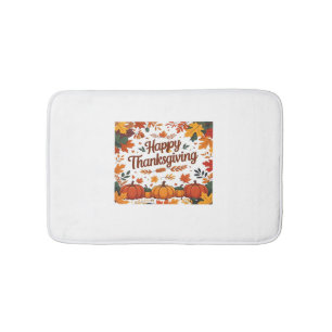 Happy Thanksgiving – Autumn Pumpkins & Fall Leaves Bath Mat