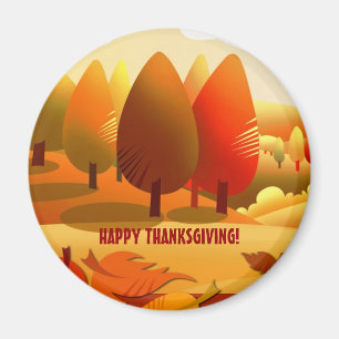 Happy Thanksgiving. Autumn Scenery Magnet