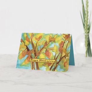 Happy Thanksgiving Autumn Trees Fall Leaves Card