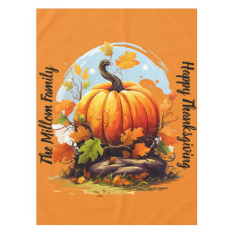 Happy Thanksgiving Autumnal colours pumpkin  Tablecloth