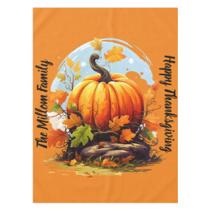 Happy Thanksgiving Autumnal colours pumpkin Tablecloth
