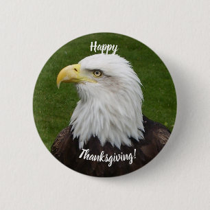 Happy Thanksgiving Bald Eagle 2 Inch Round Button