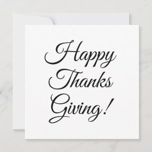 Happy Thanksgiving black custom script elegant Holiday Card