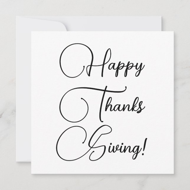Happy Thanksgiving black elegant custom script Card (Front)