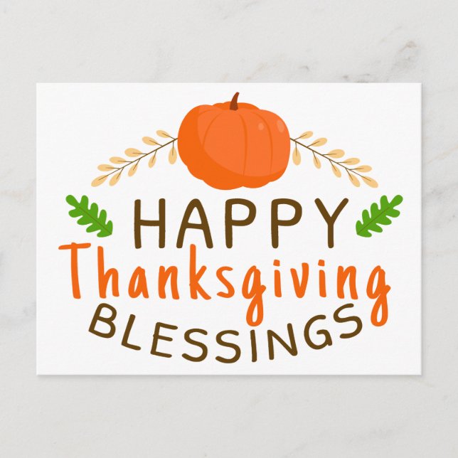 Happy Thanksgiving Blessed Grateful Friendsgiving  Postcard (Front)