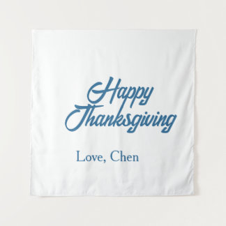 Happy Thanksgiving blue love name holiday winter m Tapestry