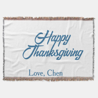 Happy Thanksgiving blue love name holiday winter m Throw Blanket