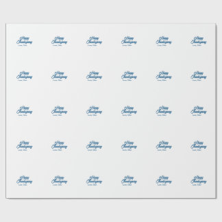Happy Thanksgiving blue love name holiday winter m Wrapping Paper