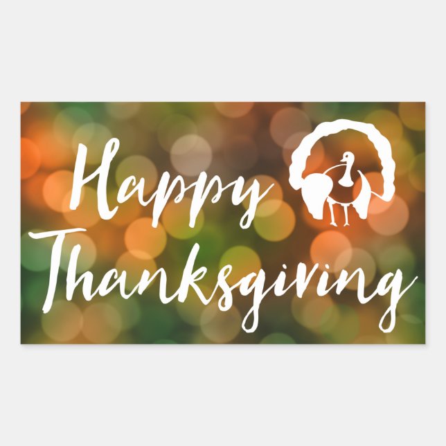 Happy Thanksgiving (bokeh fall lights) Sticker (Front)
