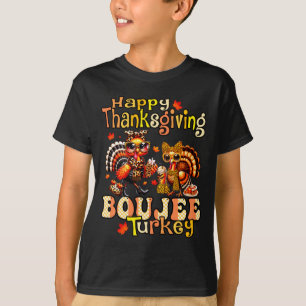 Happy Thanksgiving Boujee Turkey Leopard Boo-jee F T-Shirt