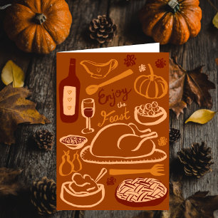 Happy Thanksgiving Bountiful Feast Holiday Card
