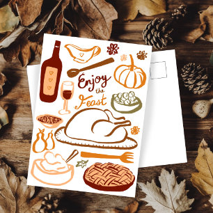 Happy Thanksgiving Bountiful Feast Holiday  Postcard