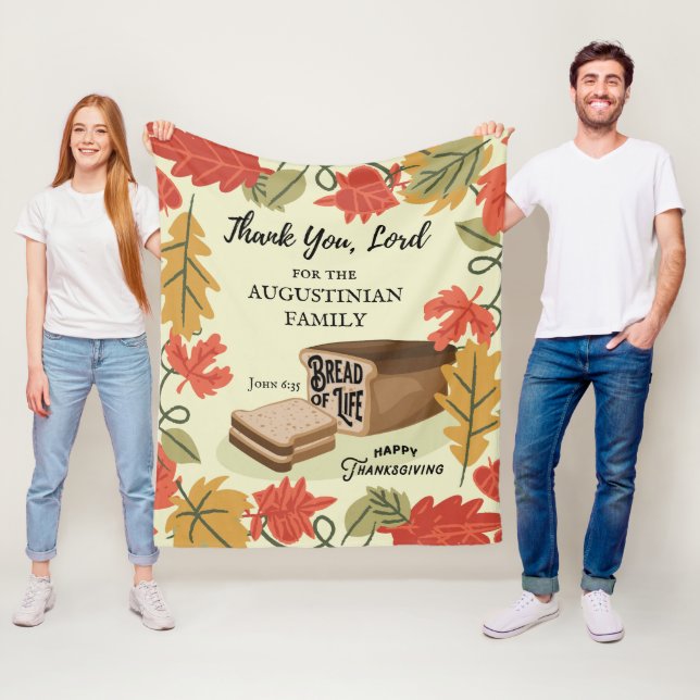 Happy Thanksgiving BREAD OF LIFE Family Name Fleece Blanket (In Situ)