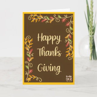 Happy Thanksgiving Brown Theme Card