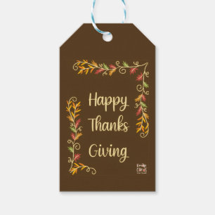 Happy Thanksgiving - Brown Theme Gift Tags