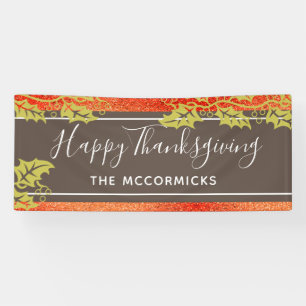 Happy Thanksgiving Burnt Orange Glitter Custom DIY Banner