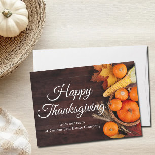 Happy Thanksgiving Business Pumpkins Customized Holiday Card