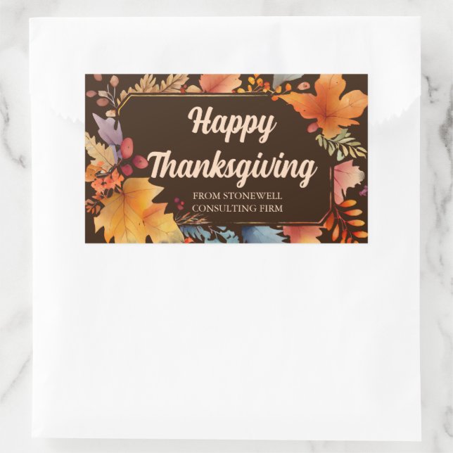 Happy Thanksgiving Business Vintage Brown Leaves Sticker (Bag)