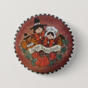 Happy Thanksgiving Button Pin