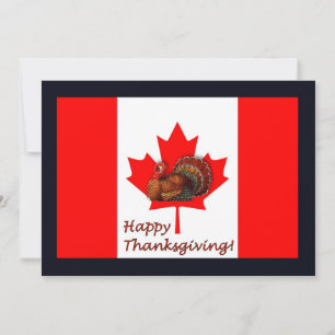 Happy Thanksgiving Canada with flag and turkey Invitation