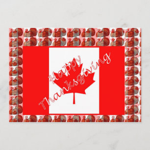 Happy Thanksgiving Canada with flag and turkey Invitation