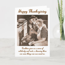 Happy Thanksgiving Card Vintage Sepia Family Photo