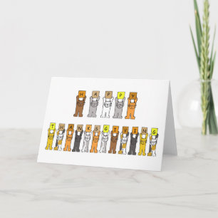 Happy Thanksgiving Cartoon Cats Holiday Card
