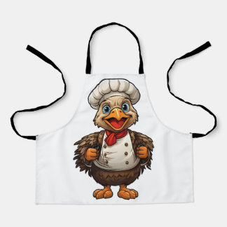 Happy Thanksgiving Cartoon Cute Chef Turkey Apron