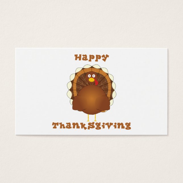 Happy Thanksgiving cartoon turkey gift tags (Front)