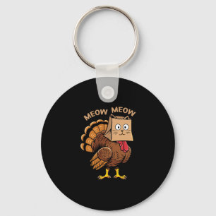 Happy Thanksgiving Cat Costume Turkey Funny Fake C Keychain