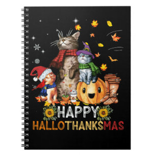 Happy Thanksgiving Cat Happy Hallothanksmas Cats Notebook