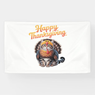 Happy Thanksgiving Cat Turkey Day Fall Classic T-S Banner