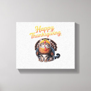 Happy Thanksgiving Cat Turkey Day Fall Classic T-S Canvas Print