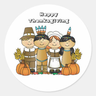 Happy Thanksgiving Children Classic Round Sticker