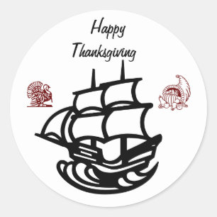 HAPPY THANKSGIVING CLASSIC ROUND STICKER