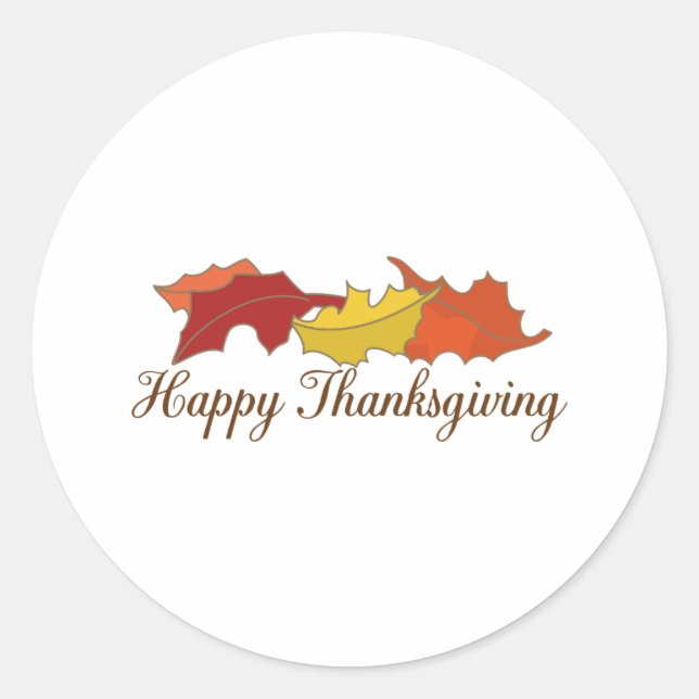 Happy Thanksgiving Classic Round Sticker (Front)