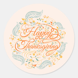 Happy Thanksgiving Classic Round Sticker