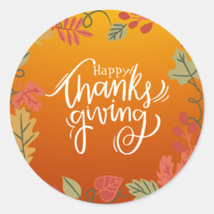 Happy Thanksgiving Classic Round Sticker