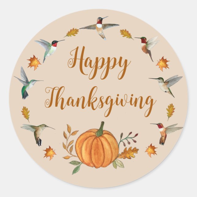 Happy Thanksgiving  Classic Round Sticker (Front)