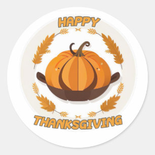 Happy thanksgiving classic round sticker