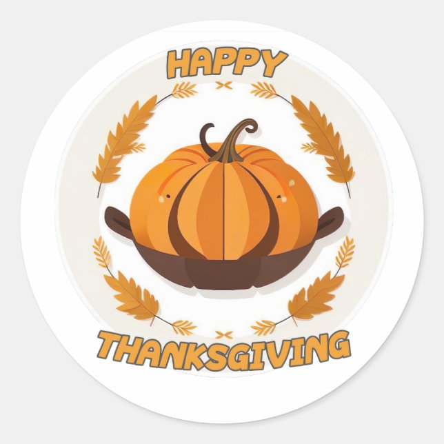 Happy thanksgiving classic round sticker (Front)