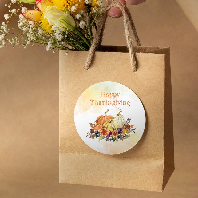 Happy Thanksgiving Classic Round Sticker (Creator Uploaded)