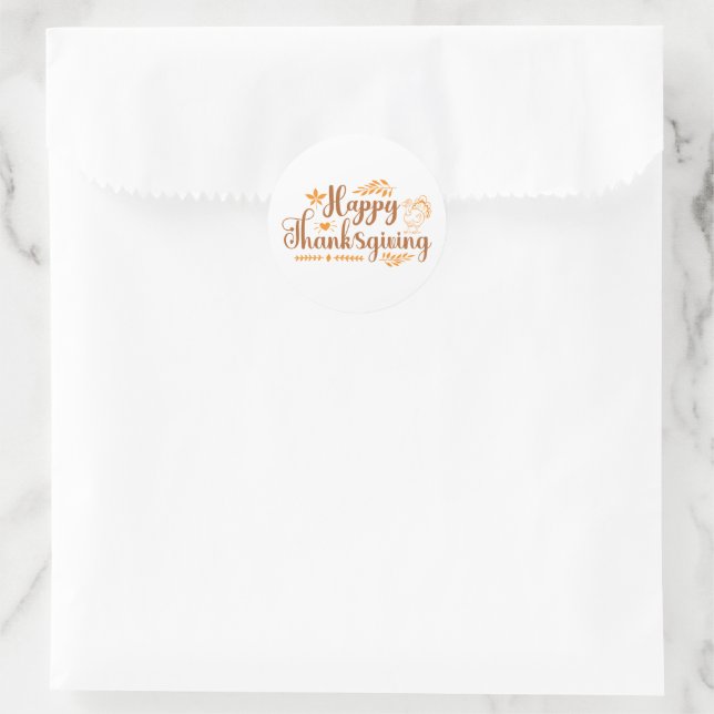 Happy Thanksgiving Classic Round Sticker (Bag)