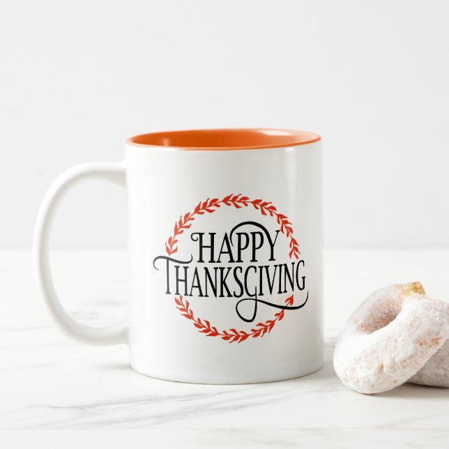 Happy Thanksgiving Coffee Mug (With Donut)