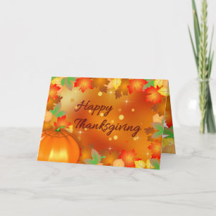 Happy Thanksgiving Colorful Autumn Leaves Holiday  Card