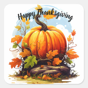 Happy Thanksgiving colorful pumpkin  Square Sticker