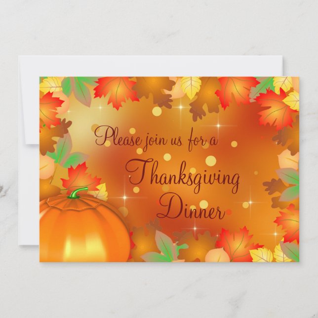 Happy Thanksgiving Colourful Autumn Leaves Invitation (Front)