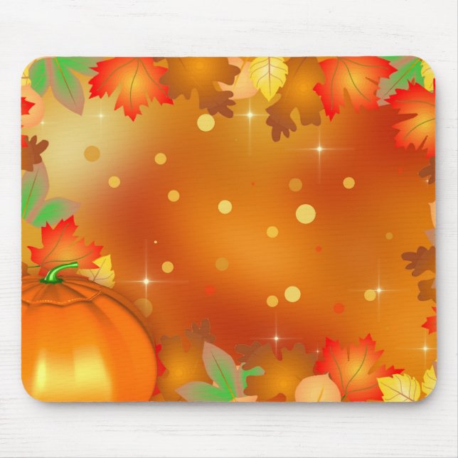 Happy Thanksgiving Colourful Autumn Leaves Mouse Pad (Front)